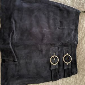 Suede navy mini skirt